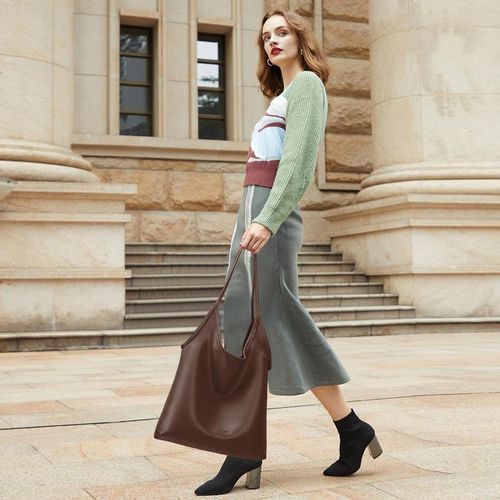 2025 New Preppy Style Tote Bag for Women - Large Capacity Mother and Child Set, Soft Leather Versatile Shoulder Handheld Shopping Bag