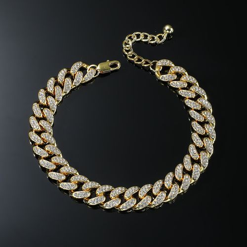 Hip-hop Cool Bling Bling Cuban Link Anklet — Edgy Trendy Men's Biker Punk Style Foot Jewelry