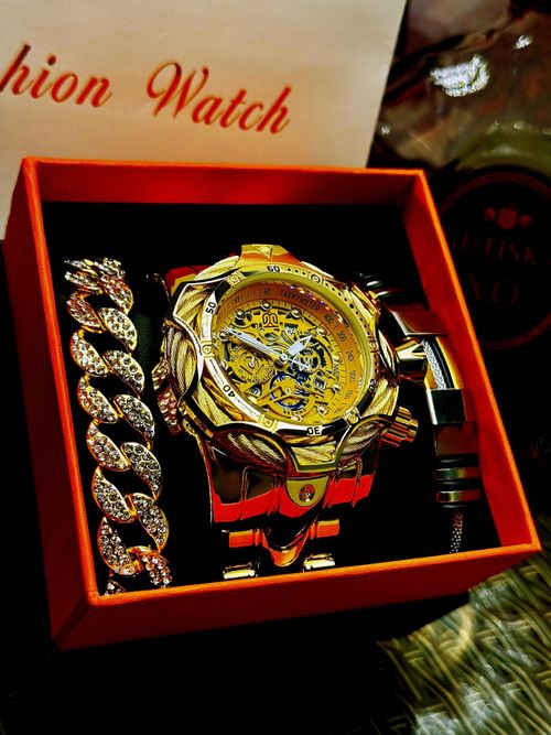 Men's Punk Style Round Dial Quartz Watch, Stylish Watch, Fashion Watch for Party, Daily Decor, Trendy All-match & Exquisite Watch for Birthday Gift with Box