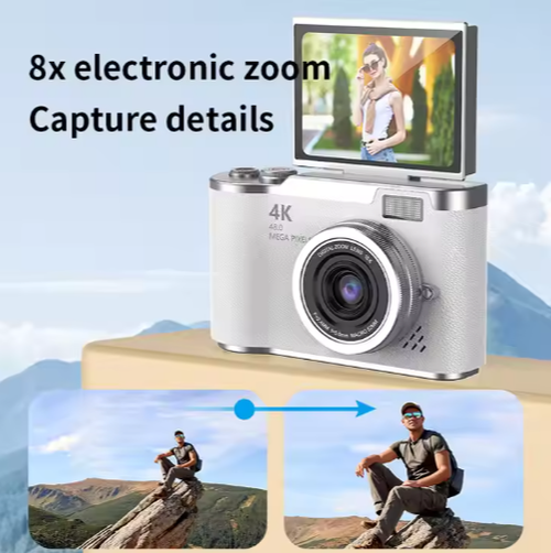 New 4K Digital Camera | High Pixel Vintage CCD Camera | Selfie & Mobile Upload Function | Portable Travel Camera for Students | Perfect Gift for Girlfriend & Best Friend White