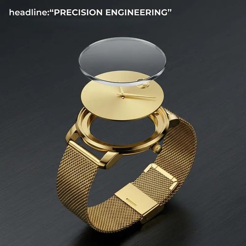 Women's Elegant Minimalist Gold Ultra-Thin 40mm Analog Chronograph Quartz Watch - 30m Waterproof, Stainless Steel Mesh Band, Compass, Clasp Closure, Fashion Round Dial, Fashionable Stylish Bracelet Watch, Office Daily Wear, Gift for Her with Gift Box