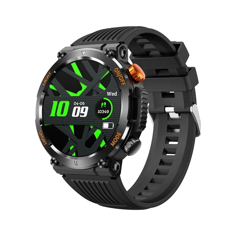 HT17 Smart Watch - Outdoor Sports Round Watch with Heart Rate & Blood Oxygen Monitor, Bluetooth Calling, IP68 Waterproof Shockproof Dustproof for Fitness Enthusiasts
