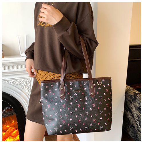 Women's Elegant Floral Bow Pattern Handbag, personality versatile Daily Shoulder Bag, simple exquisite Casual Fashion High quality Daily Commuter Bag, Casual Handbag Satchel, Casual crossbody bags