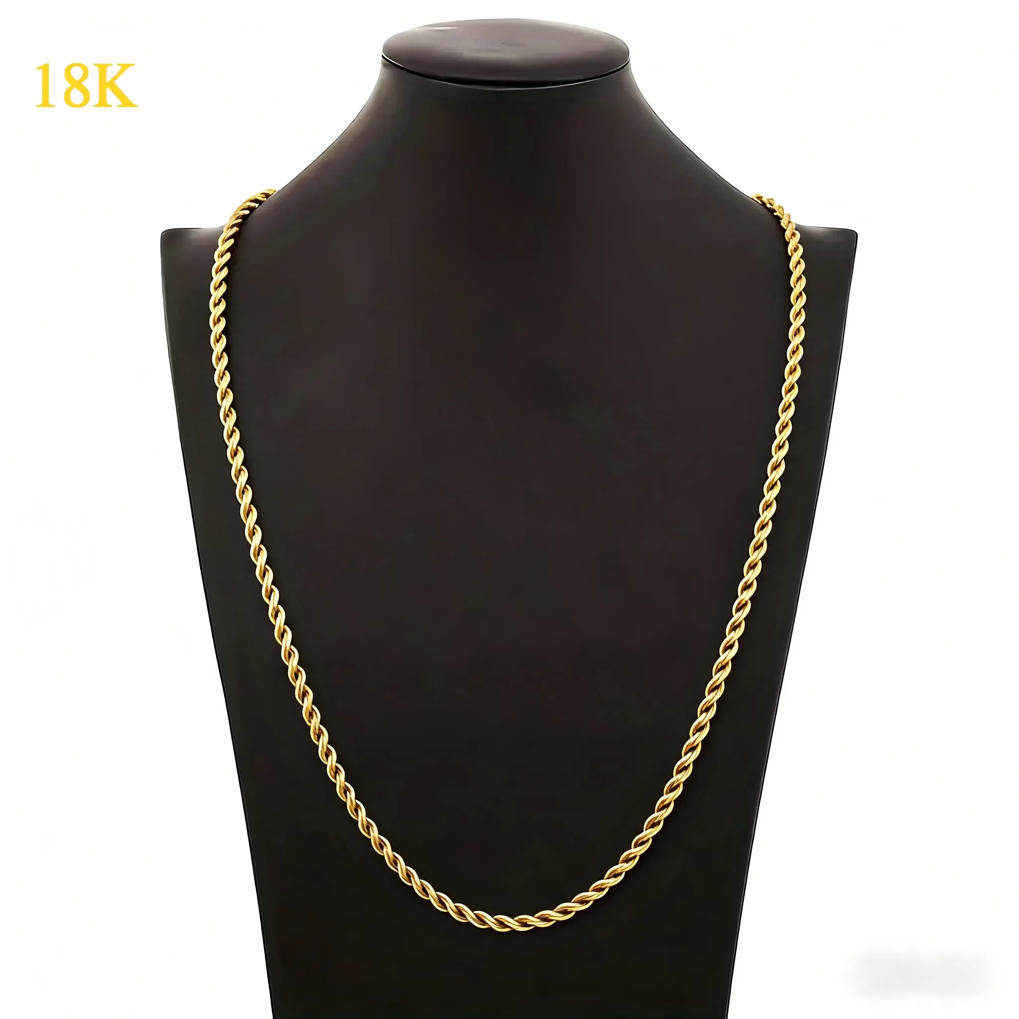 New Luxury 18K Gold-Plated European Classic Twist Necklace & Bracelet Set for Men Women Ideal Bridal Engagement Jewelry Elegant Design Versatile Gift