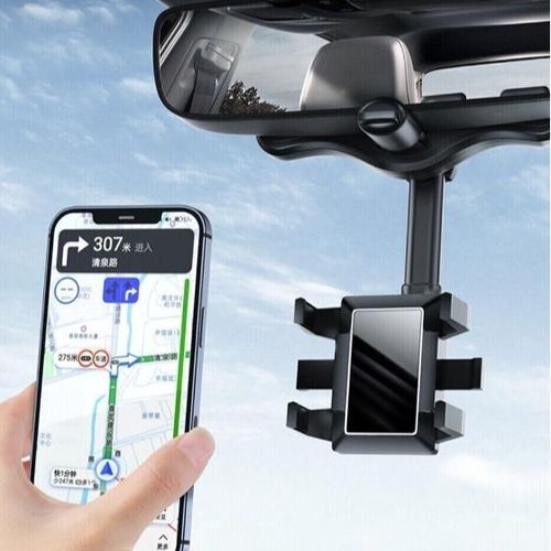 360 Degree Car Phone Holder Rearview Mirror, 2026 Multifunctional Navigation Bracket, 360° Rotatable & Retractable Car Phone Holder,car accessories