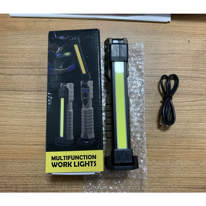 Rechargeable Flashlights, LED Work Lights with Magnetic Base & Hanging Hook, 180°Rotate, 5 Modes, Work Light Mechanic Flashlight, khaki