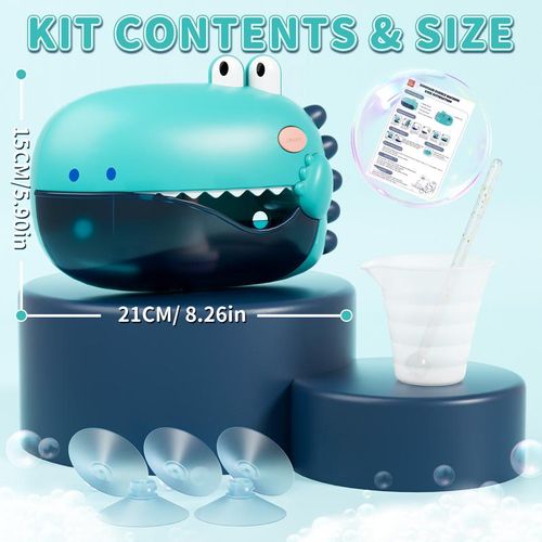 Dinosaur Bubble Machine For Kids, Dinos Bath Bubble Maker, Tub Automatic Bubble Machine, New Upgrades Bath Toy with 12 Music & 5 Suction Cup, Fun Shower Toys, outdoorfun, For Boys girls, Christmas gifts,