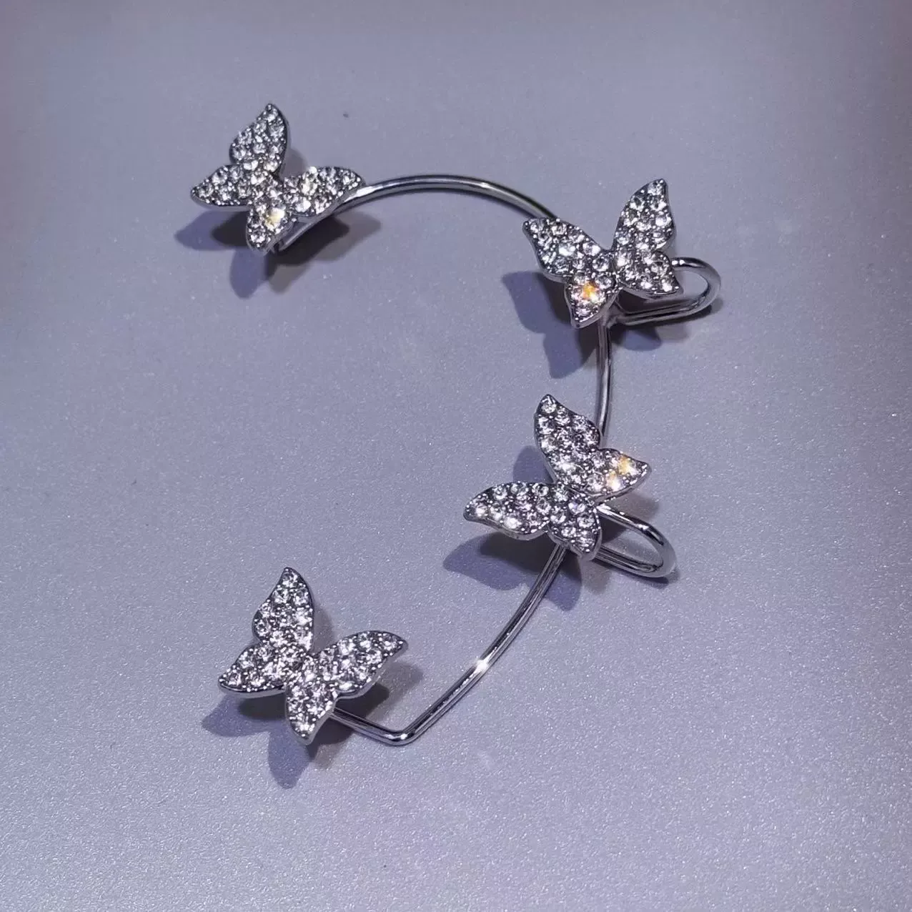Sparkling Diamond Butterfly Earrings, Fashionable Daily Wear for Non-Pierced Ears, Trendy and Sweet Ear Clips