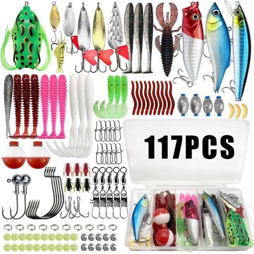 Artificial Fishing Lure Kit, 375pcs Fishing Lure Set, Fishing Gear Set, Fishing Accessories Including Spoon Lures, Soft Plastic Worms, Crankbait Jigs, Fishing Hooks