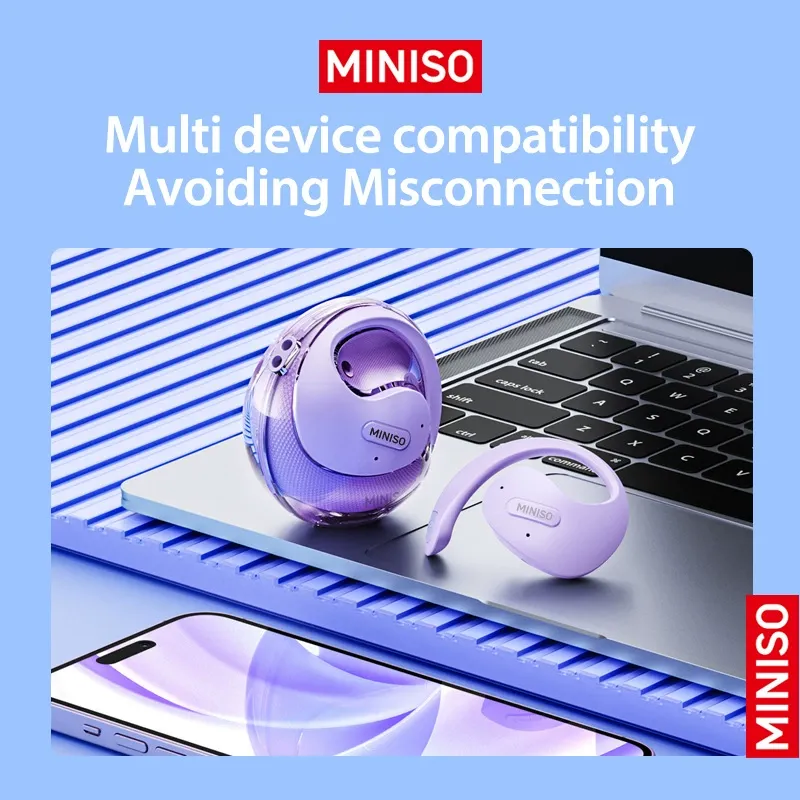 MINISO X15 PRO Bluetooth 5.4 OWS Wireless Earbuds: Open-Ear Comfort, 14.2mm Stereo Sound, IPX5 Waterproof, AI Translation, Low Latency Gaming & Ideal for Running, Driving, Work,Black
