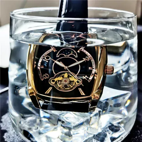 Men's Business Fashion Mechanical Watch, Fashion Waterproof Watch for Party, Daily Clothing Decor, Trendy All-match & Exquisite Watch for Birthday Gift with Box