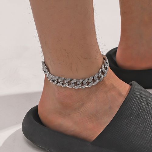 Hip-hop Cool Bling Bling Cuban Link Anklet — Edgy Trendy Men's Biker Punk Style Foot Jewelry