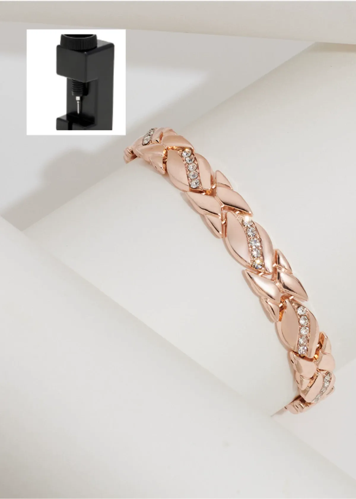 Women's leaf bracelet, pure copper magnetic bracelet with diamonds, 3500 gauss effective magnet, outdoor fun