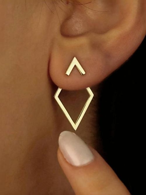 Fashion Triangle Geometric Design Earring Jacket, Elegant Jewelry for Women for Party, Daily Clothing Decor, Fashion Accessories, Trendy All-match & Exquisite Jewelry for Birthday Gift