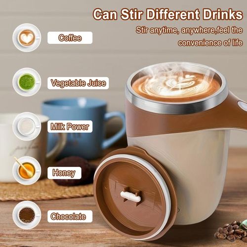 Automatic Magnetic Self Stirring Coffee Mug Rechargeable Stainless Steel Insulated Mixing Cup with Lid for Coffee Milk Tea Hot Chocolate and Protein Powder Christmas Gift