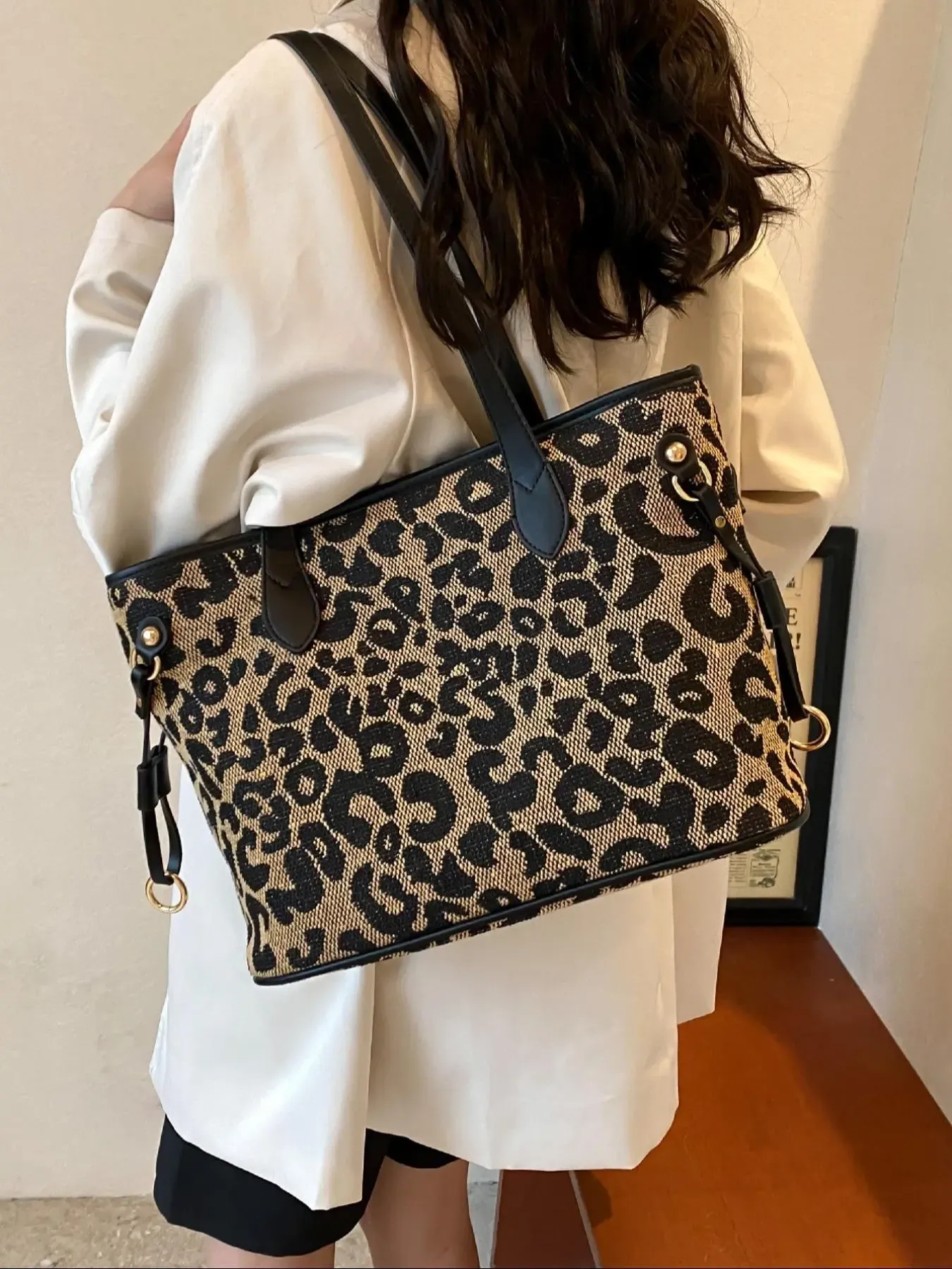 Fashion Leopard Pattern Tote Bag, Casual Versatile Shoulder Bag for Women, Trendy All-match Bag for Daily Commute Use, Crossbody Tote Bag