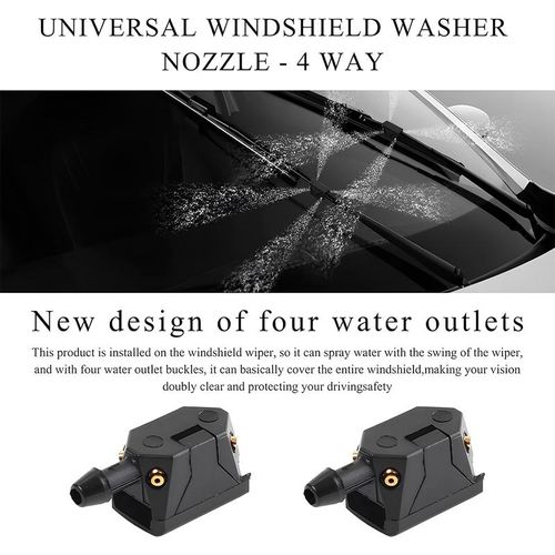 2 PCS Front Windshield Washer Nozzles, 4 Holes Car Windshield Washer Wiper Arm Sprayer, Auto Left Right Windshield Washer Squirter Nozzle Replacement, Universal Vehicle Accessories