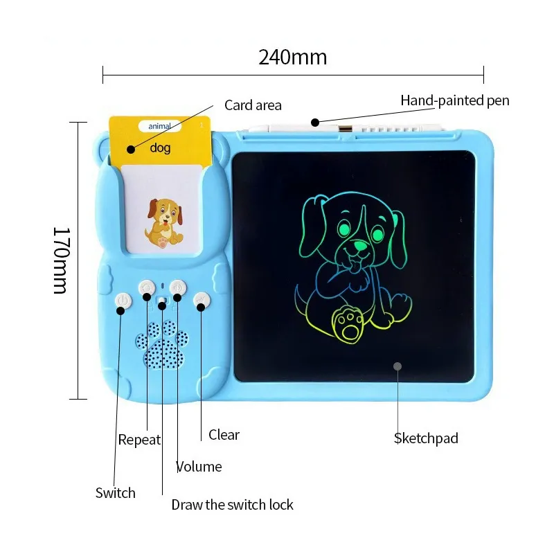 8.5-inch Educational Early Learning Card Machine  English Writing Tablet for Kids' Doodle & Drawing Toy