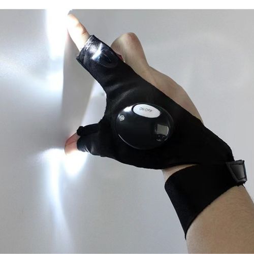 LED Fishing Gloves Pure Cotton Half Finger Waterproof & Breathable for Night Fishing