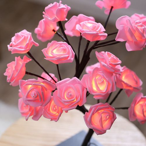 Rose Flower Design Tree Night Light, USB Powered Table Lamp, Versatile Indoor Room Lights for Bedroom, Holiday Decorative Lights, Perfect Valentine's Day Gift & Home Decor, Nightlight For Bedroom