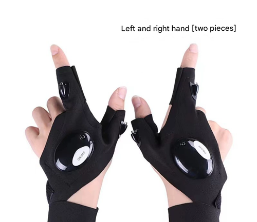 LED Fishing Gloves Pure Cotton Half Finger Waterproof & Breathable for Night Fishing