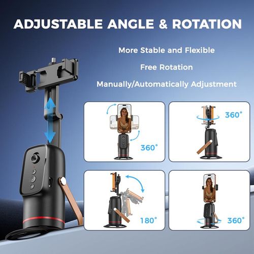 Auto Face Tracking Tripod, with Gesture Control Functon ,360° Rotation Face Body Phone Camera Mount Smart Shooting Phone Tracking Holder for Live Vlog Streaming Video, Accessories Selfie 360 Rotating Phone Stand Smartphone Vlogging Kit
