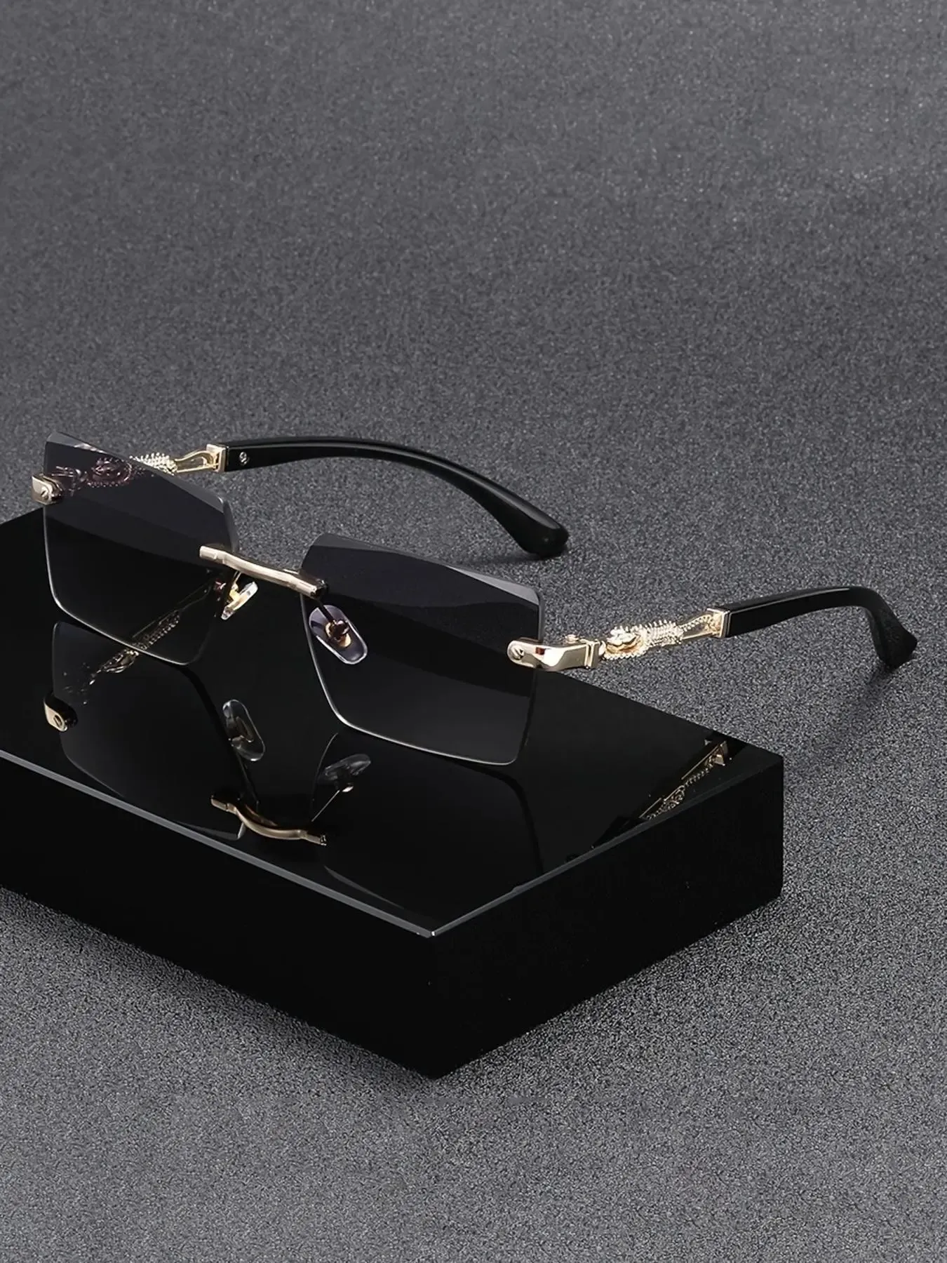 Men's Square Glasses, Classic Fashion Glasses, Casual Fashionable Rimless Glasses for Everyday Use, Fashion Accessories for Outdoor Activities, Stylish Trendy High Quality Eyewear