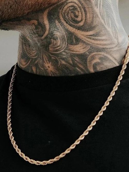 Men's Simple Plain Color Rope Chain Necklace, Stainless Steel Twisted Chain Necklace for Boyfriend, Fashion Accessories