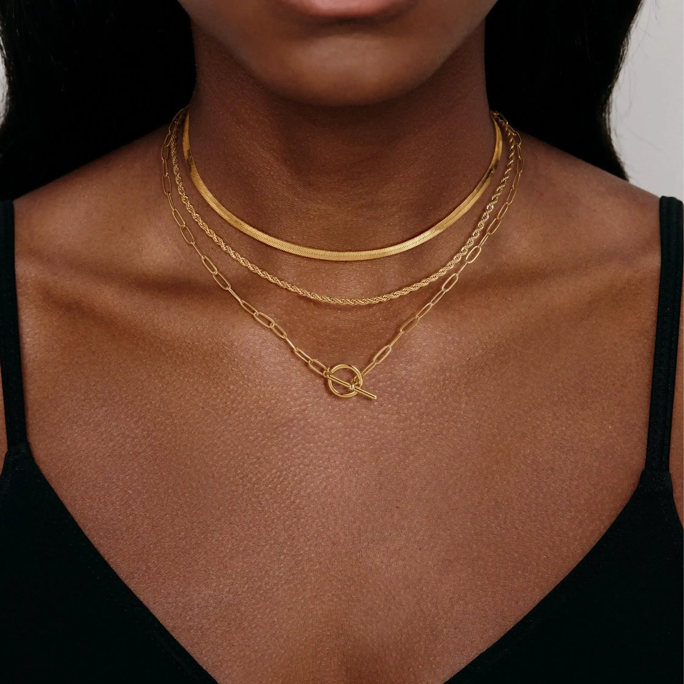 Layered Toggle Necklaces for Women: Dainty Link Chain Necklaces Paperclip Cuban Rope Adjustable Choker T-Bar Toggle Clasp Chunky Necklace for Women dealsforyoudays summerwins