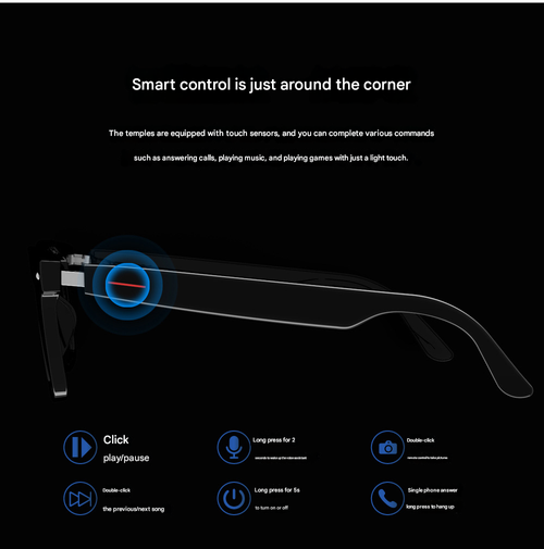 Smart Glasses for , 1 Count Wireless-compatible Smart Glasses with Voice Control, UV Protective Glasses for Outdoor Sports, Smart Glasses, for Cyber