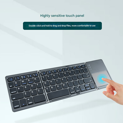 2025 Upgraded 3 Fold Portable Ultra Thin Wireless Bluetooth Keyboard with Touchpad Universal for Phone Tablet Mobile Office Use