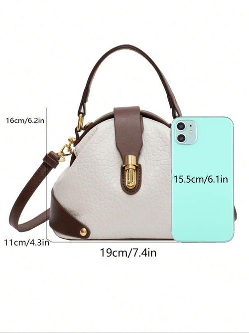 Women's Elegant Colorblock Handbag, Fashionable PU Leather Crossbody Bag, Casual Trendy Versatile High-end Commuting Bag