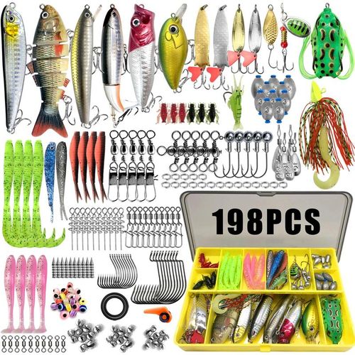 Artificial Fishing Lure Kit, 375pcs Fishing Lure Set, Fishing Gear Set, Fishing Accessories Including Spoon Lures, Soft Plastic Worms, Crankbait Jigs, Fishing Hooks