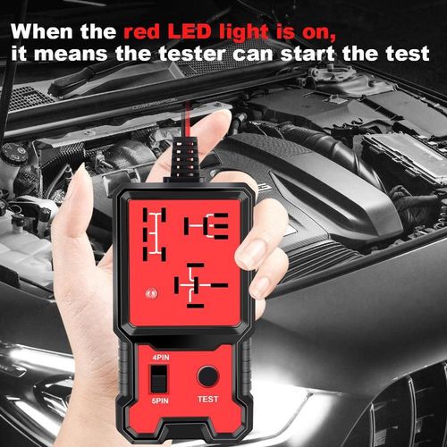 Car Automotive Circuit Tester, Car Relay Tester, Portable Battery Diagnostic Checker Tool, Professional Car Voltage Tester, Vehicle Diagnostic Tool, OBD Scanner, Red, with LED Indicator