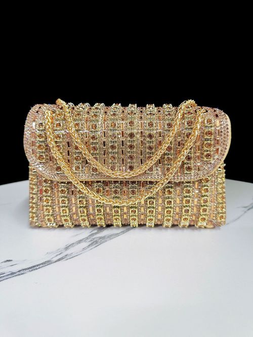 2025 New Luxury Diamond Embellished Evening Bag | Jeweled Underarm Clutch | Multi-Way Crossbody Handbag for Women | European-American Banquet Style