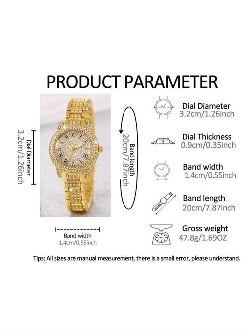 Women's Elegant Fashion Watch & Jewelry Set, Round Dial Analog Quartz Watch & Bracelet & Necklace & Ring & Earrings, Exquisite Watch Set with Box, Fashionable Jewelry Set