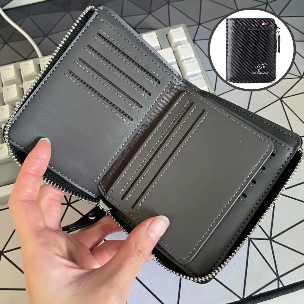 Mens RFID Blocking Leather Wallet Credit Card ID Holder Zipper Purse Waterproof