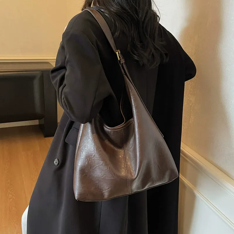Women's Solid Color Shoulderbag Pu Leather Cute Shoulder Bag, Simple Large Capacity Crossbody Purses 2025, Daily Commuter Purse, Shopping Shoulder Elegant Commuter Bag, Fashionable Bags