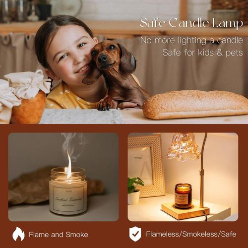 Flower Candle Warmer Lamp - 2 Bulbs Included, Height Adjustable with Timer, Unique Glass Lily of the Valley Lamp, for Home & Bedroom Decor, Ideal Gift for Birthday Mother's Day Halloween Christmas