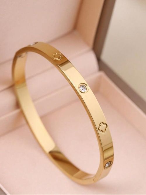 Women's Stainless Steel Bracelet Set, Exquisite Bracelet, Flower Nail Design , Casual Style Jewelry for Women, Perfect Gift for Her