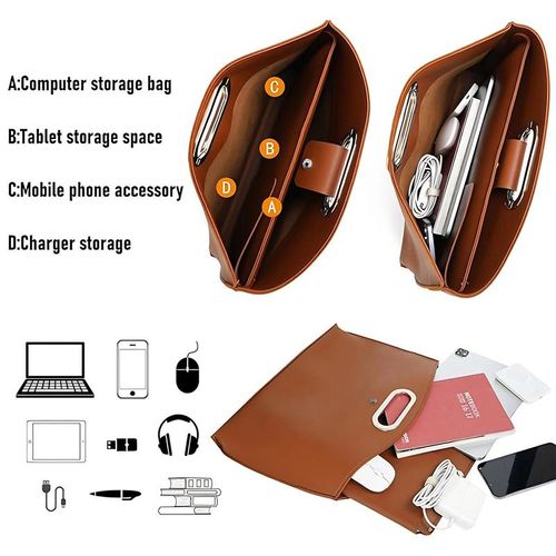 2PCS Laptop Bag for Women Handbag, Waterproof PU Leather 14-16In for Laptops and iPad Cases Macbook Cases, Work Tote Bag Briefcase Laptop purse Durable