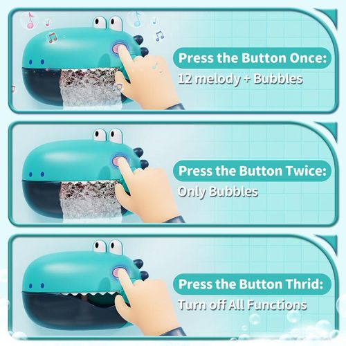 Dinosaur Bubble Machine For Kids, Dinos Bath Bubble Maker, Tub Automatic Bubble Machine, New Upgrades Bath Toy with 12 Music & 5 Suction Cup, Fun Shower Toys, outdoorfun, For Boys girls, Christmas gifts,