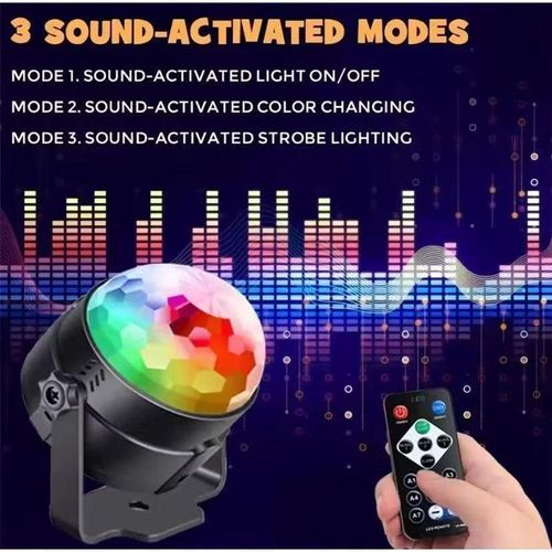 LED Stage Disco Light, Rotating DJ Ball Strobe Remote Sound Control Magic Dance Car RGB, Christmas Gift Party Club Laser Show Lamp, Night Light