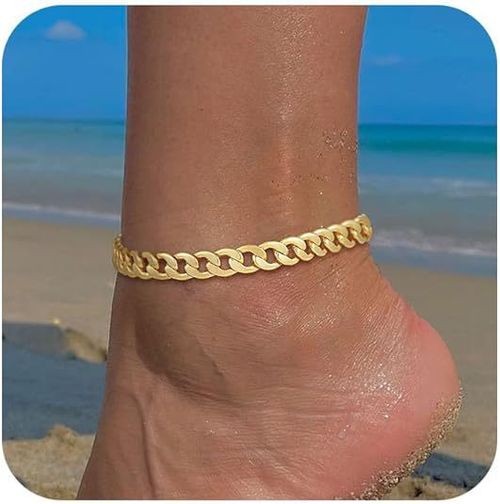 Ankle Bracelets For Women Waterproof Chunky Cuban Link Chain Trendy Large Layer Anklet Set Jewelry Gift for fashion For Summer Jewellery dealsforyoudays Jewlery anklet For Valentine's Day gifts