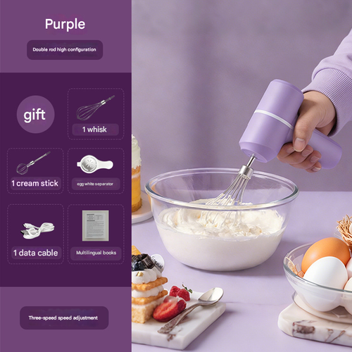 Electric Hand Whisk with USB Charging, Multi-Functional Kitchen Gadget for Baking & Mixing, Cordless Kitchen Mixer