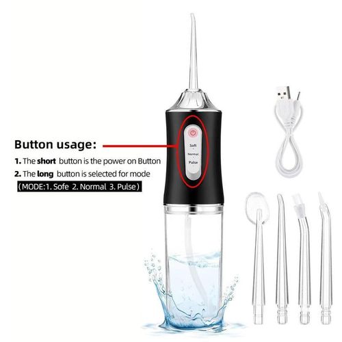 Rechargeable Water Flosser, Portable Oral Irrigator with 4 Counts Jet Tips, Waterproof Teeth Cleaner, 3 Modes Teeth Cleaning Tool for Home & Travel, Cordless Water Dental Flosser, Gentle Oral Care Product, Cordless Water Flossers