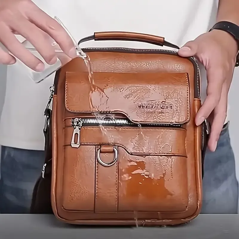 Men's Messenger Bag PU Leather Vintage Shoulder Bag Crossbody Bag Casual Handbag Travel Backpack