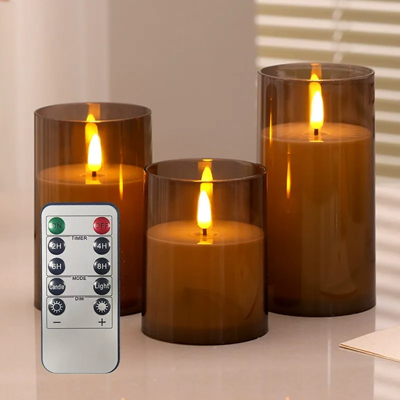 Battery Required Flickering Flameless Candle Light, Remote Control Realistic Smokeless Candle Lamp, Desk Decorative Candle Light for Home Decor