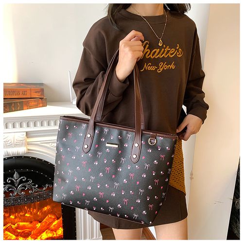 Women's Elegant Floral Bow Pattern Handbag, personality versatile Daily Shoulder Bag, simple exquisite Casual Fashion High quality Daily Commuter Bag, Casual Handbag Satchel, Casual crossbody bags