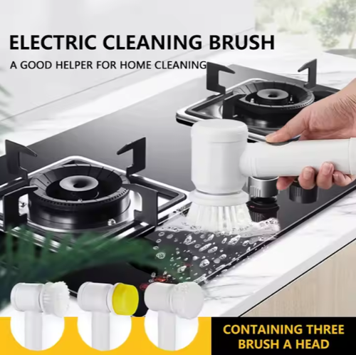 Spin Power Scrubber Pro: Deep Clean Grout,Tiles,Dishes&Sneakers - Rechargeable Handheld Electric Brush (3Brush Heads)